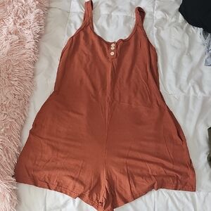Smash + Tess Rust Tank Romper with Scoop Neck